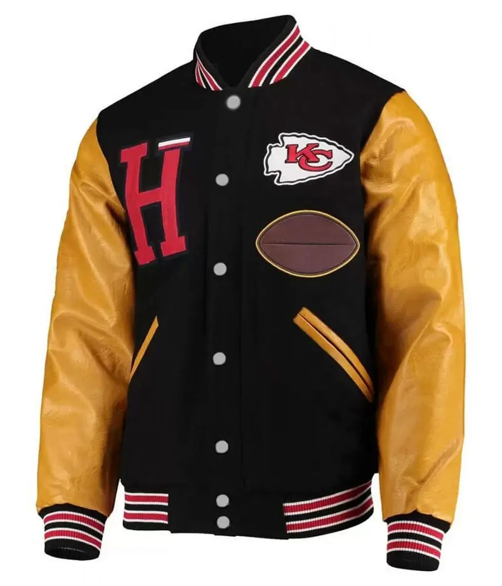 Kansas City Chiefs Letterman Gold and Black Jacket Kansas City Chiefs Letterman Gold and Black Jacket