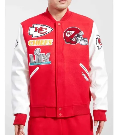 Kansas City Chiefs Logo Red and White Letterman Jacket