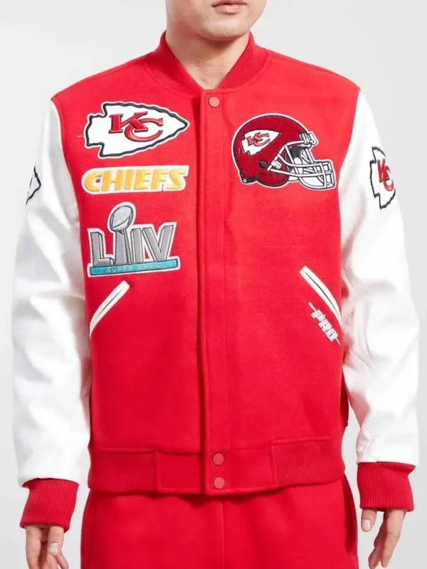 Kansas City Chiefs Logo Red and White Letterman Jacket
