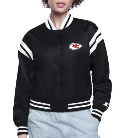 Kansas City Chiefs Printed Logo Varsity Satin Jacket