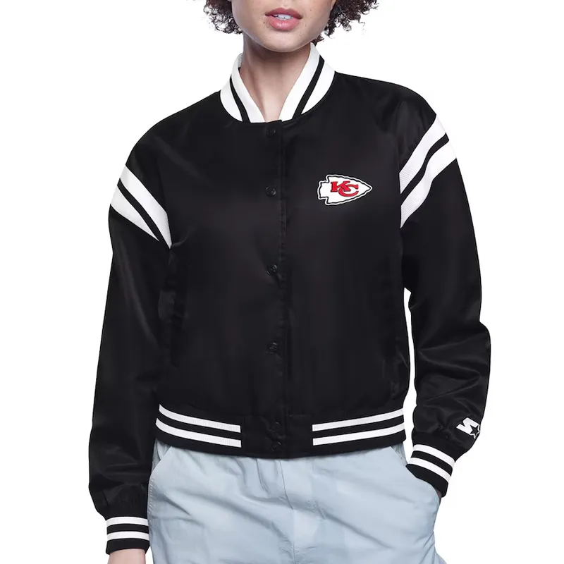 Kansas City Chiefs Printed Logo Varsity Satin Jacket Kansas City Chiefs Printed Logo Varsity Satin Jacket