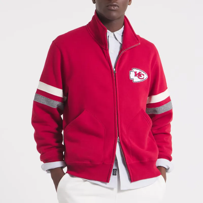 Kansas City Chiefs Red Striped Fleece Jacket Kansas City Chiefs Red Striped Fleece Jacket