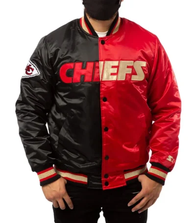 Kansas City Chiefs Red and Black Satin Jacket