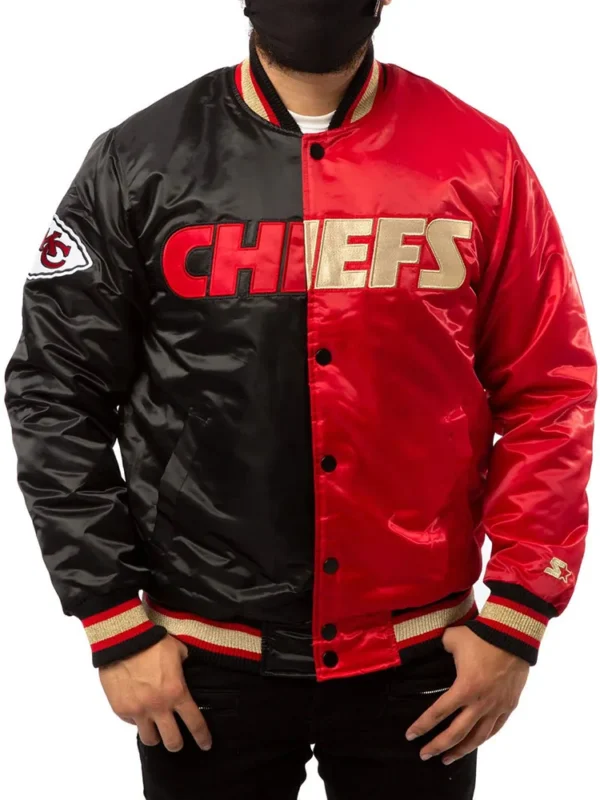 Kansas City Chiefs Red and Black Satin Jacket