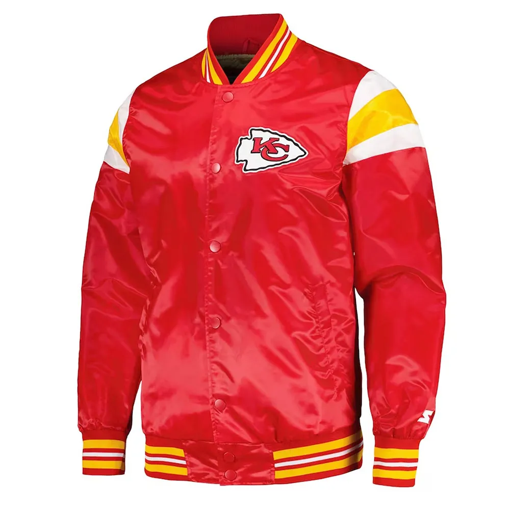 Kansas City Chiefs Red and Gold Varsity Satin Jacket Kansas City Chiefs Red and Gold Varsity Satin Jacket
