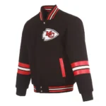 Kansas City Chiefs Striped Black Varsity Wool Jacket