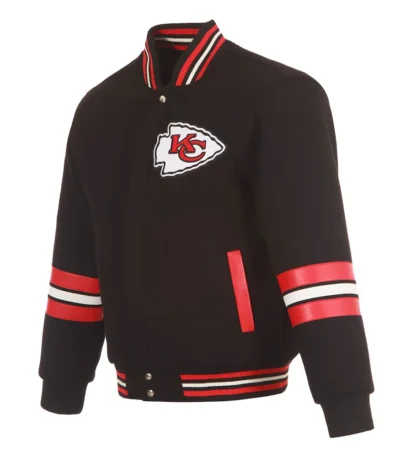 Kansas City Chiefs Striped Black Varsity Wool Jacket