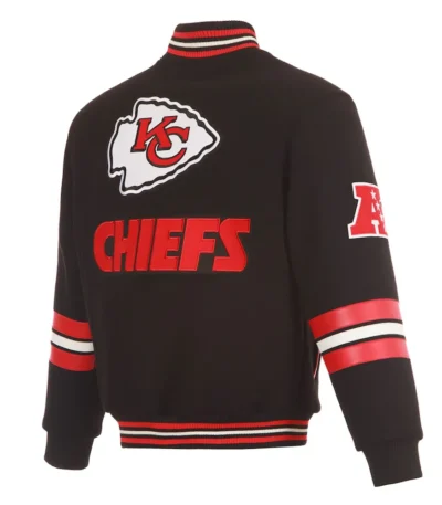 Kansas City Chiefs Striped Black Varsity Wool Jacket