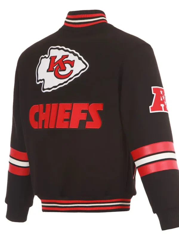 Kansas City Chiefs Striped Black Varsity Wool Jacket
