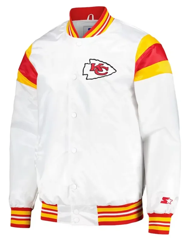 Kansas City Chiefs White Teddy Varsity Satin Jacket