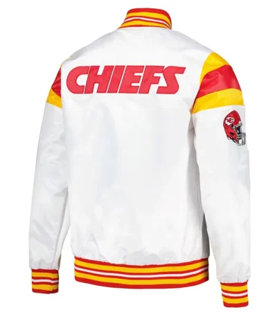 Kansas City Chiefs White Teddy Varsity Satin Jacket