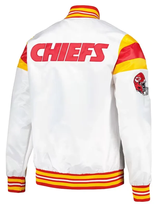Kansas City Chiefs White Teddy Varsity Satin Jacket