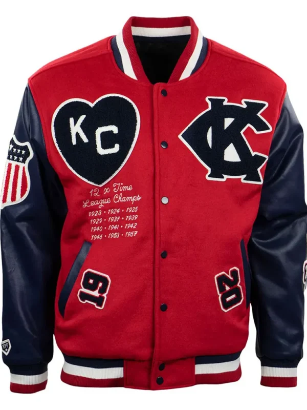 Kansas City Monarchs Red and Navy Varsity Jacket