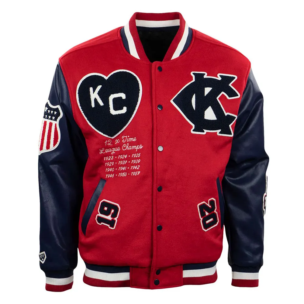 Kansas City Monarchs Red and Navy Varsity Jacket Kansas City Monarchs Red and Navy Varsity Jacket