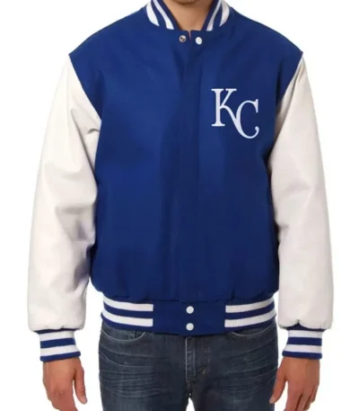Kansas City Royals Blue and White Letterman Jacket