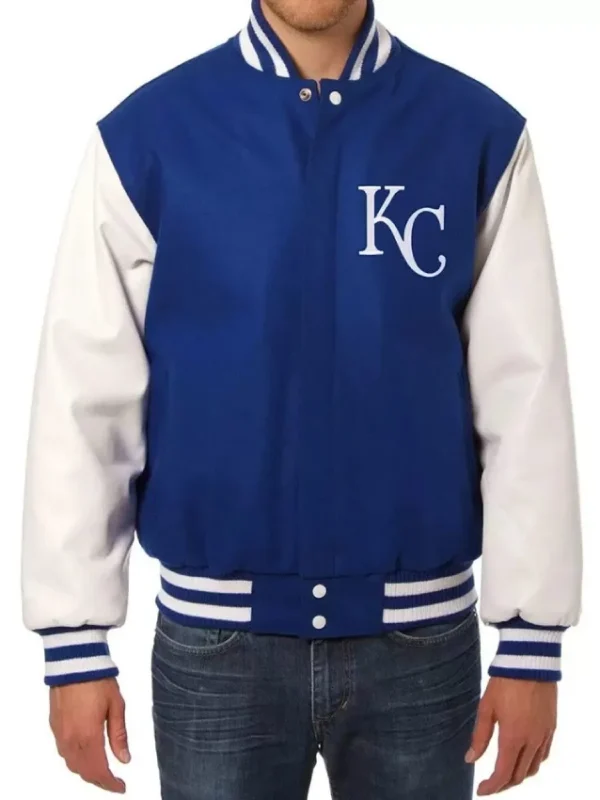 Kansas City Royals Blue and White Letterman Jacket
