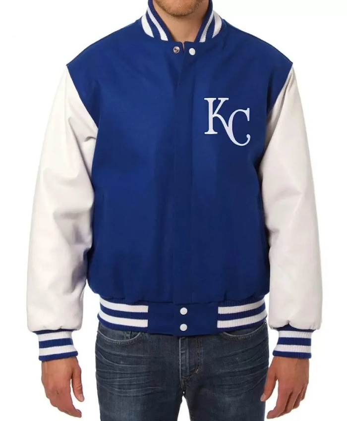 Kansas City Royals Blue and White Letterman Jacket Kansas City Royals Blue and White Letterman Jacket