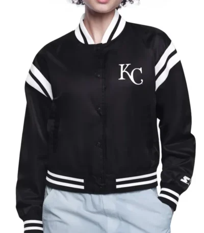 Kansas City Royals Printed Logo Varsity Satin Jacket