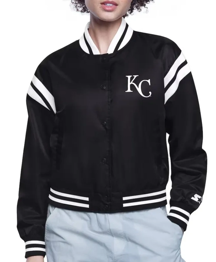Kansas City Royals Printed Logo Varsity Satin Jacket Kansas City Royals Printed Logo Varsity Satin Jacket
