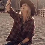 Kelly Reilly Yellowstone Beth Dutton Plaid Wool Coat