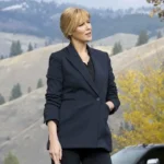 Kelly Reilly Yellowstone S03 Navy Blue Single Breasted Blazer