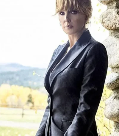 Kelly Reilly Yellowstone Women Single Breasted Grey Blazer