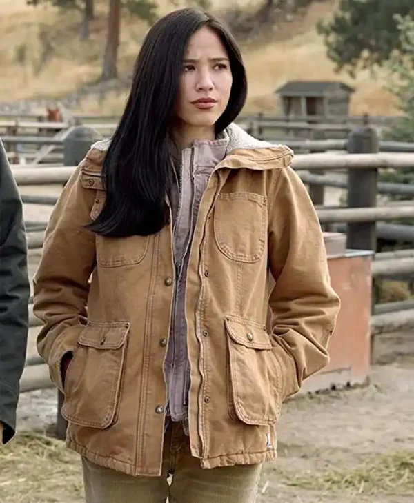 Kelsey Asbille Yellowstone Cotton Fur Collar Jacket
