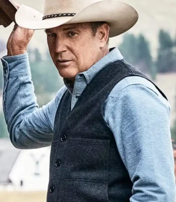 Kevin Costner Yellowstone Dark Grey Wool-Blend Vest