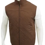 Kevin Costner Yellowstone Cotton Quilted Brown Vest