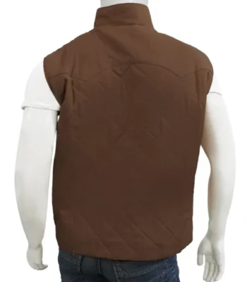 Kevin Costner Yellowstone Cotton Quilted Brown Vest