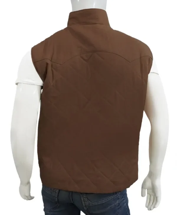 Kevin Costner Yellowstone Cotton Quilted Brown Vest