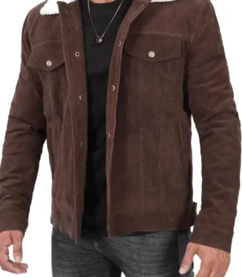 Yellowstone John Dutton Mens Corduroy Sherpa Trucker Jacket