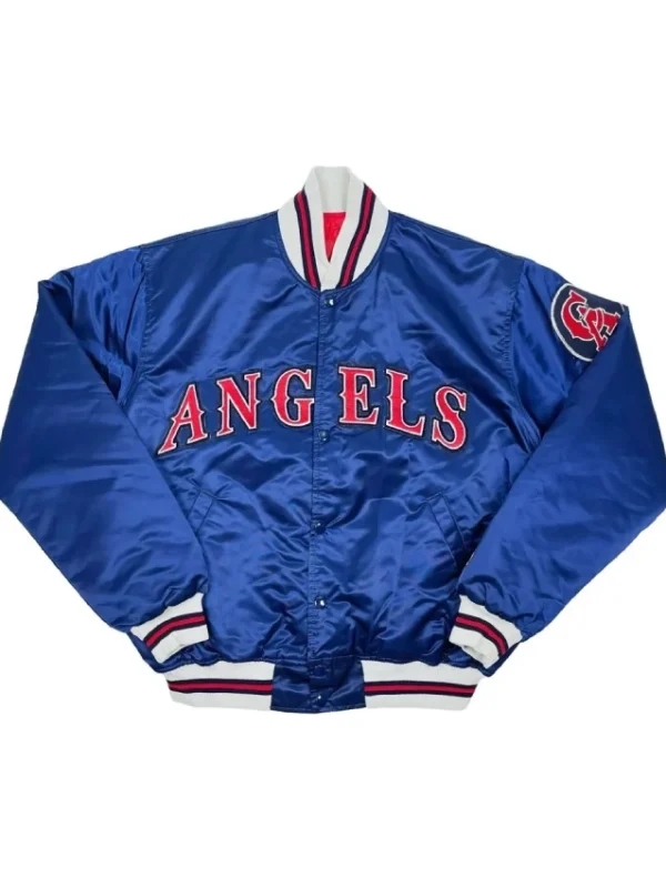 LA Angels Blue Bomber Satin Jacket