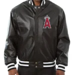LA Angels Leather Black Varsity Jacket