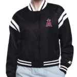 LA Angels Printed Logo Varsity Satin Jacket
