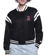 LA Angels Printed Logo Varsity Satin Jacket