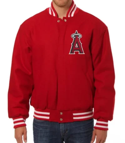 LA Angels Red Letterman Wool Jacket