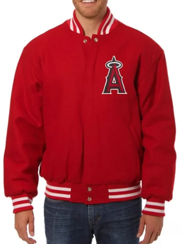 LA Angels Red Letterman Wool Jacket