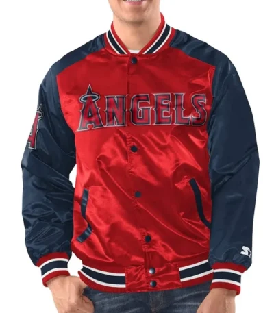 LA Angels Renegade Red/Navy Varsity Satin Jacket