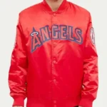 LA Angels Wordmark Red Satin Jacket