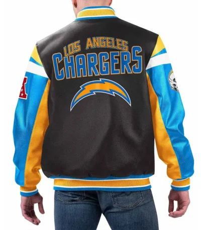 LA Chargers Black Varsity Full-Zip Leather Jacket