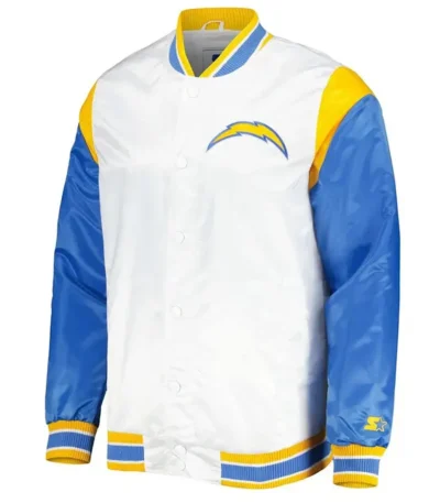 LA Chargers Throwback Pitch Satin Blue and White Jacket