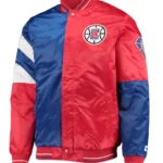 LA Clippers Color Block Satin Red and Blue Jacket