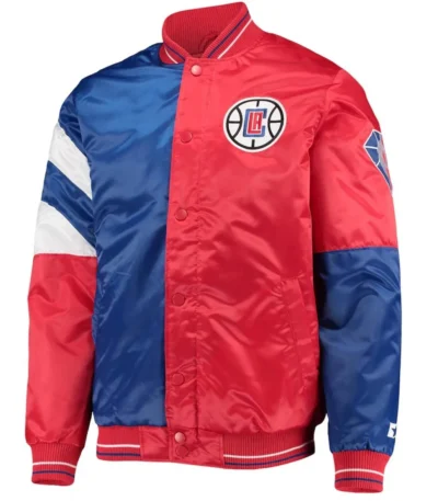 LA Clippers Color Block Satin Red and Blue Jacket