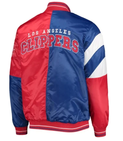 LA Clippers Color Block Satin Red and Blue Jacket