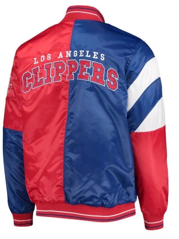 LA Clippers Color Block Satin Red and Blue Jacket