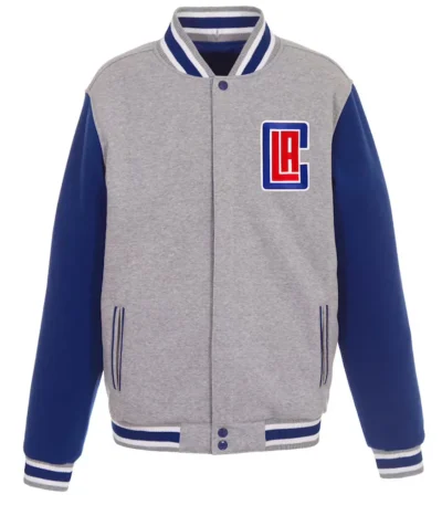 LA Clippers Gray and Royal Varsity Wool Jacket