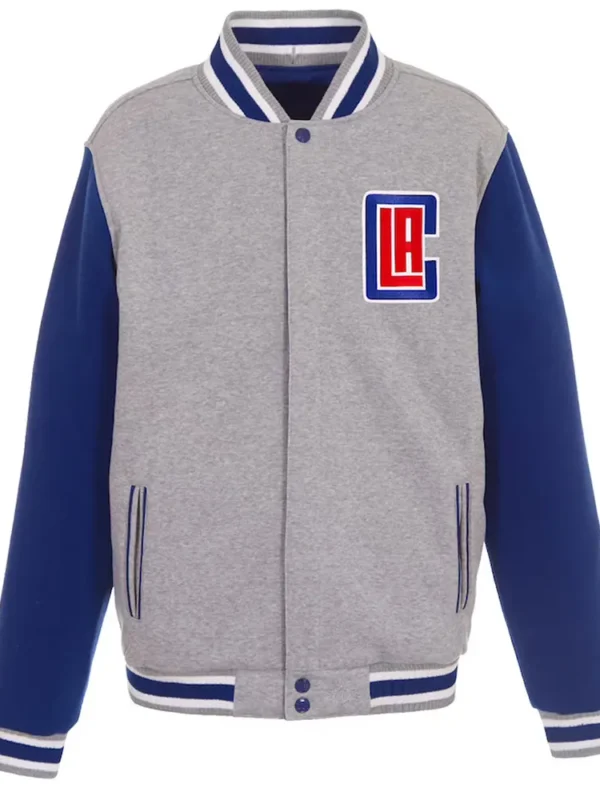 LA Clippers Gray and Royal Varsity Wool Jacket