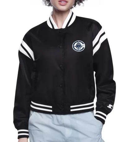 LA Clippers Printed Logo Varsity Satin Jacket