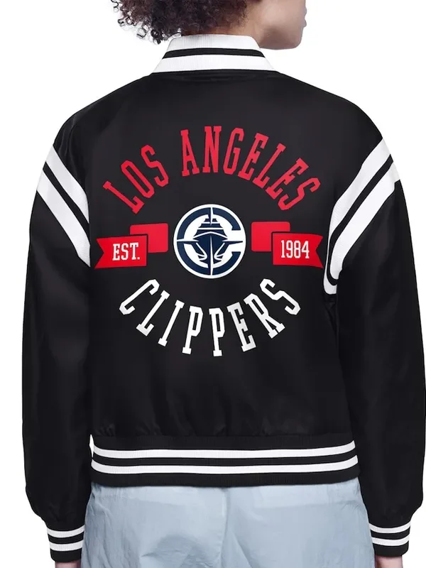 LA Clippers Printed Logo Varsity Satin Jacket